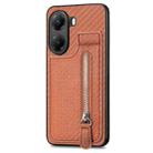 For Redmi Turbo 4 Carbon Fiber Vertical Flip Zipper Phone Case(Brown) - 2
