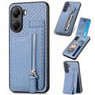 For Xiaomi Poco X7 Pro Carbon Fiber Vertical Flip Zipper Phone Case(Blue) - 1