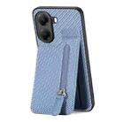 For Xiaomi Poco X7 Pro Carbon Fiber Vertical Flip Zipper Phone Case(Blue) - 3