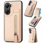 For Xiaomi Poco X7 Pro Carbon Fiber Vertical Flip Zipper Phone Case(Khaki) - 1