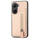 For Xiaomi Poco X7 Pro Carbon Fiber Vertical Flip Zipper Phone Case(Khaki) - 2