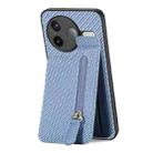 For Redmi K80 / Poco F7 Pro Carbon Fiber Vertical Flip Zipper Phone Case(Blue) - 3