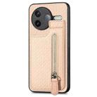 For Redmi K80 / Poco F7 Pro Carbon Fiber Vertical Flip Zipper Phone Case(Khaki) - 2