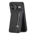 For Redmi K80 Pro / Poco F7 Ultra Carbon Fiber Vertical Flip Zipper Phone Case(Black) - 3