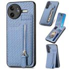 For Redmi K80 Pro / Poco F7 Ultra Carbon Fiber Vertical Flip Zipper Phone Case(Blue) - 1