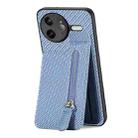 For Redmi K80 Pro / Poco F7 Ultra Carbon Fiber Vertical Flip Zipper Phone Case(Blue) - 3