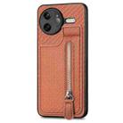 For Redmi K80 Pro / Poco F7 Ultra Carbon Fiber Vertical Flip Zipper Phone Case(Brown) - 2
