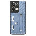 For OPPO Reno9 Pro+ Wristband Kickstand Card Wallet Back Cover Phone Case with Tool Knife(Blue) - 1