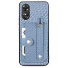 For OPPO A17 Wristband Kickstand Card Wallet Back Cover Phone Case with Tool Knife(Blue) - 1