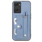 For OPPO A57 4G Wristband Kickstand Card Wallet Back Cover Phone Case with Tool Knife(Blue) - 1