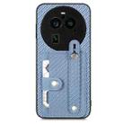 For OPPO Find X6 Pro Wristband Kickstand Card Wallet Back Cover Phone Case with Tool Knife(Blue) - 1