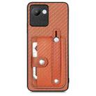 For Realme C30 Wristband Kickstand Card Wallet Back Cover Phone Case with Tool Knife(Brown) - 1