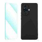 For Huawei Nova 11 ENKAY Liquid Silicone Phone Case with Tempered Glass Film(Black) - 1