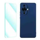 For Huawei Nova 11 ENKAY Liquid Silicone Phone Case with Tempered Glass Film(Dark Blue) - 1