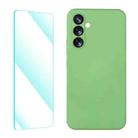 For Samsung Galaxy A54 5G ENKAY Liquid Silicone Phone Case with Tempered Film(Light Green) - 1