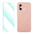 For Xiaomi Poco C55 / Redmi 12C ENKAY Liquid Silicone Phone Case with Tempered Film(Pink) - 1