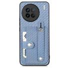 For vivo X90 Wristband Kickstand Card Wallet Back Cover Phone Case with Tool Knife(Blue) - 1