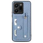 For vivo Y35 Wristband Kickstand Card Wallet Back Cover Phone Case with Tool Knife(Blue) - 1