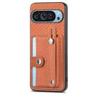 For Google Pixel 9 Pro Wristband Kickstand Card Wallet Back Cover Phone Case with Tool Knife(Brown) - 1