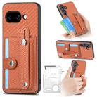 For Google Pixel 9a Wristband Kickstand Card Wallet Back Cover Phone Case with Tool Knife(Brown) - 1