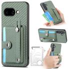 For Google Pixel 9a Wristband Kickstand Card Wallet Back Cover Phone Case with Tool Knife(Green) - 1
