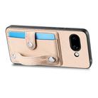 For Google Pixel 9a Wristband Kickstand Card Wallet Back Cover Phone Case with Tool Knife(Khaki) - 3