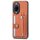 For Huawei nova 14 Wristband Kickstand Card Wallet Back Cover Phone Case with Tool Knife(Brown) - 2
