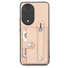 For Honor 80 Wristband Kickstand Card Wallet Back Cover Phone Case with Tool Knife(Khaki) - 1