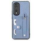 For Honor 80 Pro Wristband Kickstand Card Wallet Back Cover Phone Case with Tool Knife(Blue) - 1