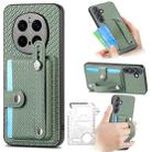 For Honor Magic7 Pro Wristband Kickstand Card Wallet Back Cover Phone Case with Tool Knife(Green) - 1