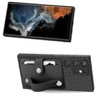 For Samsung Galaxy S23 Ultra 5G Wristband Kickstand Wallet Back Phone Case with Tool Knife(Black) - 2