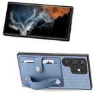For Samsung Galaxy S23 Ultra 5G Wristband Kickstand Wallet Back Phone Case with Tool Knife(Blue) - 2