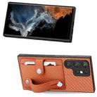 For Samsung Galaxy S23 Ultra 5G Wristband Kickstand Wallet Back Phone Case with Tool Knife(Brown) - 2