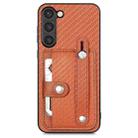 For Samsung Galaxy S21 5G Wristband Kickstand Wallet Back Phone Case with Tool Knife(Brown) - 1