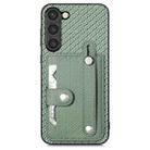 For Samsung Galaxy S21 5G Wristband Kickstand Wallet Back Phone Case with Tool Knife(Green) - 1