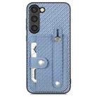 For Samsung Galaxy S21+ 5G Wristband Kickstand Wallet Back Phone Case with Tool Knife(Blue) - 1