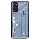 For Samsung Galaxy S20 FE Wristband Kickstand Wallet Back Phone Case with Tool Knife(Blue) - 1