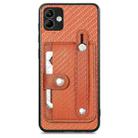 For Samsung Galaxy A04 4G Wristband Kickstand Wallet Back Phone Case with Tool Knife(Brown) - 1