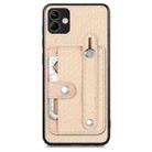 For Samsung Galaxy A04 4G Wristband Kickstand Wallet Back Phone Case with Tool Knife(Khaki) - 1