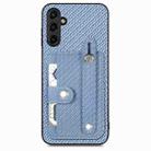 For Samsung Galaxy A14 5G Wristband Kickstand Wallet Back Phone Case with Tool Knife(Blue) - 1