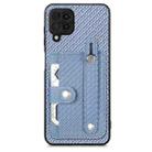 For Samsung Galaxy A22 4G Wristband Kickstand Wallet Back Phone Case with Tool Knife(Blue) - 1