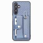 For Samsung Galaxy S24+ 5G Wristband Kickstand Wallet Back Phone Case with Tool Knife(Blue) - 1