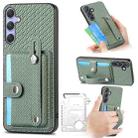 For Samsung Galaxy S25 5G Wristband Kickstand Wallet Back Phone Case with Tool Knife(Green) - 1