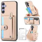 For Samsung Galaxy S25 Ultra 5G Wristband Kickstand Wallet Back Phone Case with Tool Knife(Khaki) - 1