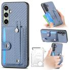 For Samsung Galaxy A36 Wristband Kickstand Wallet Back Phone Case with Tool Knife(Blue) - 1