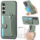 For Samsung Galaxy A56 5G Wristband Kickstand Wallet Back Phone Case with Tool Knife(Green) - 1