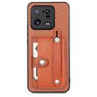 For Xiaomi 13 Pro Wristband Kickstand Card Wallet Back Phone Case with Tool Knife(Brown) - 1