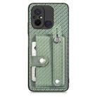 For Redmi Note 9S Wristband Kickstand Card Wallet Back Phone Case with Tool Knife(Green) - 1