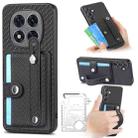 For Redmi Note 14 5G Wristband Kickstand Card Wallet Back Phone Case with Tool Knife(Black) - 1
