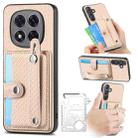 For Redmi Note 14 Pro+ 5G Wristband Kickstand Card Wallet Back Phone Case with Tool Knife(Khaki) - 1